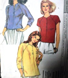 8015 EZ VOGUE SS-LS PULLOVER BUTTON KNIT TOPS LENGTHS PATTERN 10